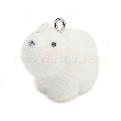 Подвески из непрозрачной флокированной смолы в виде медведя RESI-S026-01P-A-1