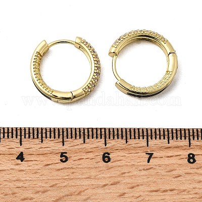 Латунные серьги-кольца из прозрачного кубического циркония EJEW-K276-11G-01-1