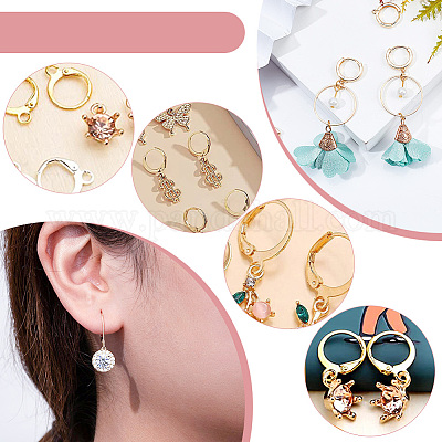 12 шт. 6 стиля латунных сережек-колец с микропаве из прозрачного кубического циркония ZIRC-AR0001-29-1