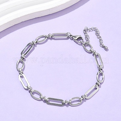 Браслеты на ногу из нержавеющей стали 304 с овальными звеньями для женщин AJEW-U025-01P-1