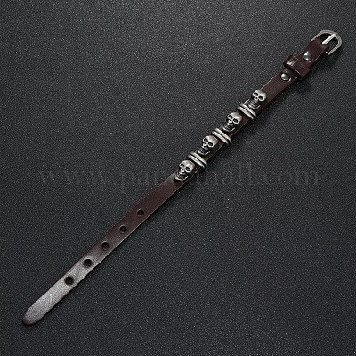 Браслет с заклепками из сплава черепа BJEW-C037-03B-1