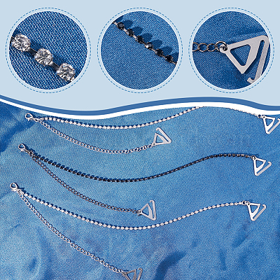 2 пара двухцветных регулируемых латунных цепочек со стразами для бюстгальтера с нескользящей отделкой DIY-GF0007-71-1