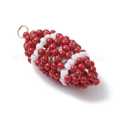 Подвески ручной работы из стеклянного бисера в стиле регби PALLOY-MZ00503-1