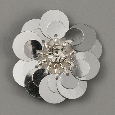 Аппликации из бисера из пвх в форме цветка/блестки DIY-WH0308-287G-1