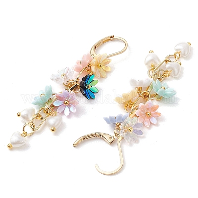 Серьги с застежкой-молнией из искусственного жемчуга и АБС-пластика EJEW-JE06264-1