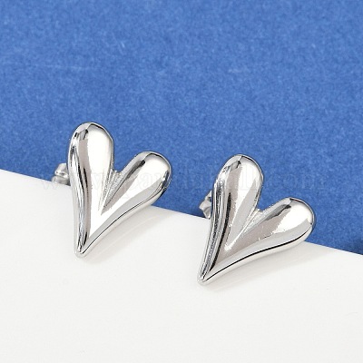Некорневая нержавеющая сталь 304 серьги-гвоздики в форме сердца для женщин EJEW-F300-09P-1