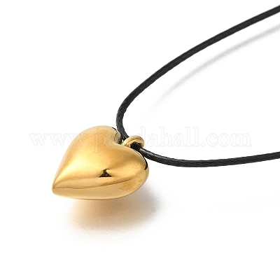Ионное покрытие (ip) 304 нержавеющая сталь сердце кулон ожерелья для женщин NJEW-F328-17G-1