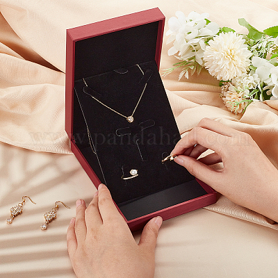 Прямоугольная коробка из искусственной кожи с ворсом для хранения ювелирных изделий AJEW-WH0505-86A-02-1