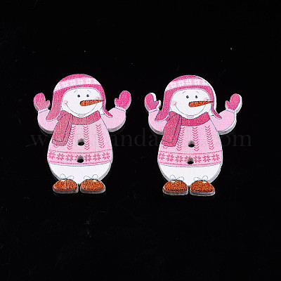 Рождественские деревянные пуговицы из окрашенного клена с 2 отверстием WOOD-N005-46-1