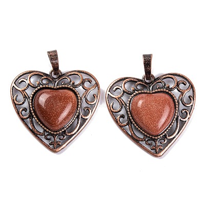 Синтетические золотые камни персиковые подвески в виде сердца любви G-G158-01-17-1