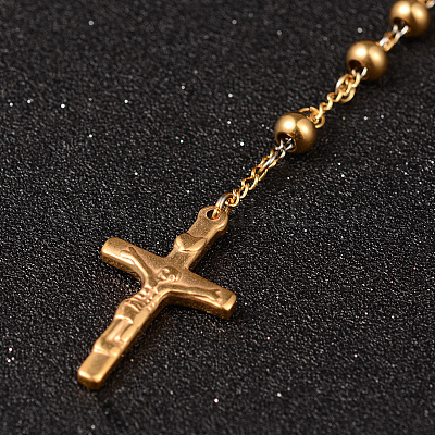 Black Silver Rosary Necklace with Crucifix and Miraculous Medal, 5