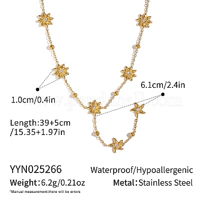Элегантные цепочки Y из нержавеющей стали 304 с кристаллами и стразами в виде цветов и морских звезд для женщин FP0080-1-1