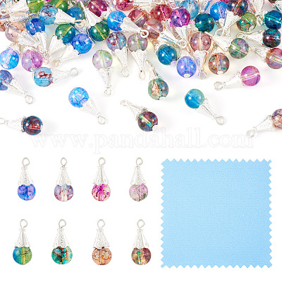 64 шт. подвески из стекла и сплава 8 стилей PALLOY-TA00177-1