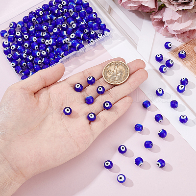 3 нити круглых бусин-лэмпворк ручной работы от сглаза LAMP-HY0001-13A-1