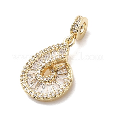 Европейские подвески-подвески из латуни с паве из прозрачного кубического циркония KK-H529-21G-1