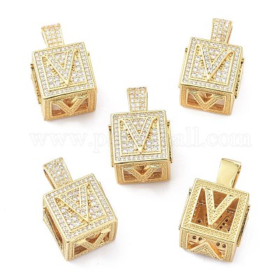 Кулоны из латуни с микропейвом и прозрачным фианитом ZIRC-O045-01G-V-1