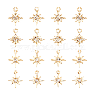 16 шт. 2 стиля латунных подвесок с микропаве из кубического циркония KK-UN0002-12-1
