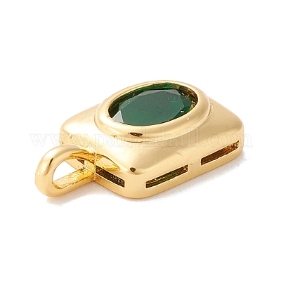 Подвески из латуни с микропаве лаймово-зеленый кубический цирконий ZIRC-P097-01G-1