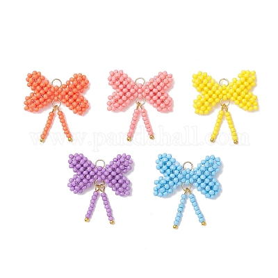 Подвески-бантики из стеклянных бус PALLOY-MZ01055-1