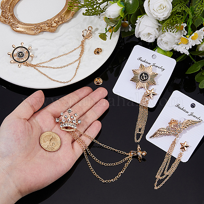 4 шт. 4 стиля брошь из сплава с подвесной цепочкой&nbsp;JEWB-FH0002-20-1