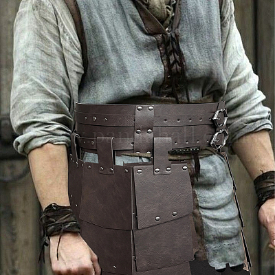 Средневековый латный доспех из искусственной кожи на бедра и талию AJEW-WH20054-091B-1