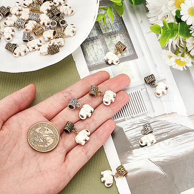 Подвески для волос из сплава и синтетической бирюзы в тибетском стиле OHAR-AB00015-1