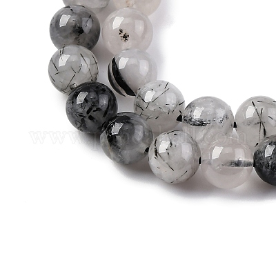 Натуральные турмализированные кварцевые бусинки G-P336-02A-8mm-1