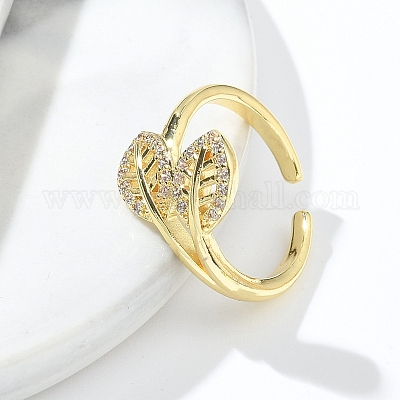 Кольца-манжеты для женщин с покрытием из латуни с микропаве из прозрачного кубического циркония RJEW-M028-73G-1