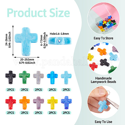 20шт 10 цвета бусины лэмпворк ручной работы LAMP-TA0001-62-1