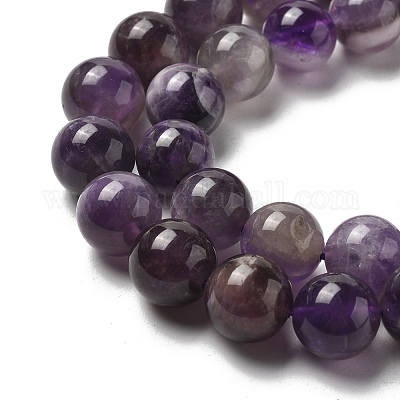 Круглые нити из натурального шевронного аметиста G-S380-01B-01-1