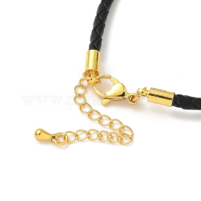 Изготовление браслета из плетеного круглого шнура из искусственной кожи толщиной 3 мм MAK-S075-01G-S-1