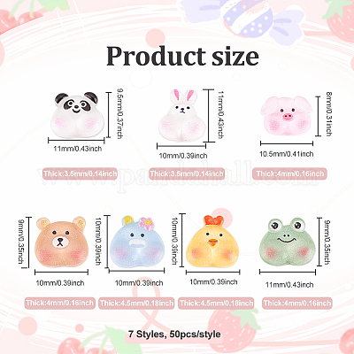 350 шт. 7 стиля полупрозрачных печатных смоляных кабошонов CRES-DC0001-02-1