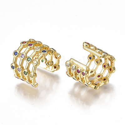 Серьги-клипсы из латунного микропаве из циркония EJEW-S201-53-1