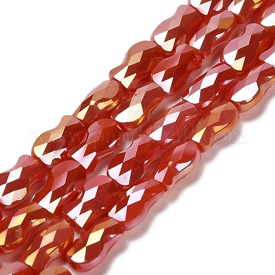 Стеклянные бусины с гальваническим покрытием  EGLA-P066-01A-AB03-1