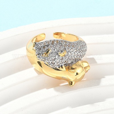 Латунные микро проложить кубического циркония кольца RJEW-D307-04G-C-1