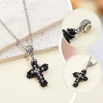 2 шт. подвески-кресты из стеклянного бисера PALLOY-GO00073-1