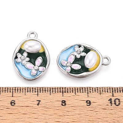 Подвески из сплава со стразами и эмалью ENAM-N065-09P-1