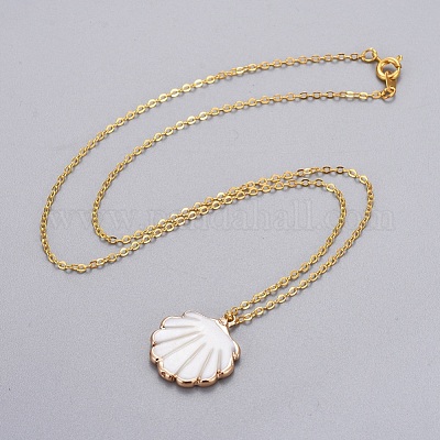 Titanium Steel One Side Seashell Flower Pendant Necklace