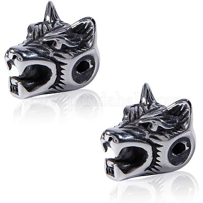 Shop UNICRAFTABLE 2pcs 304 Stainless Steel Beads Antique Silver Wolf Head  Charms Beads 2mm Hole Animal Head Connector Spacer Beads Metal Loose Beads  for Jewelry Making 14x11x11mm for Jewelry Making - PandaHall Selected