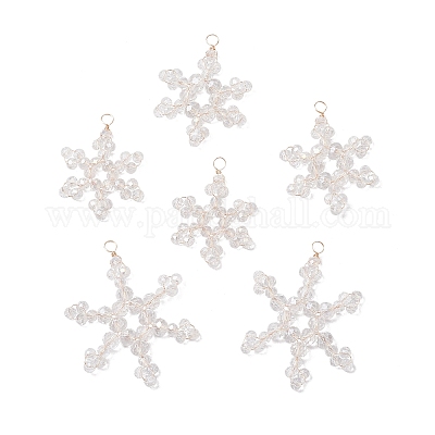 6 шт. 3 подвески в виде стеклянных снежинок PALLOY-JF03950-01-1