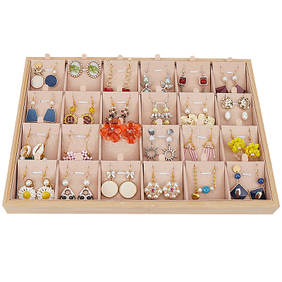 1 комплект из 24-х деревянных органайзеров для ожерелий с бархатом NDIS-SP0001-02-1