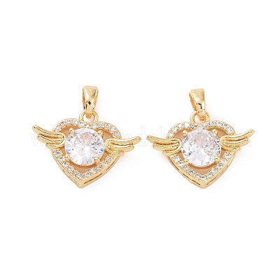 Латунные микропаве прозрачные подвески с фианитом KK-E068-VC447-1