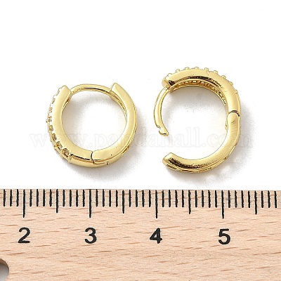 Латунные серьги-кольца из прозрачного кубического циркония EJEW-D311-079G-1