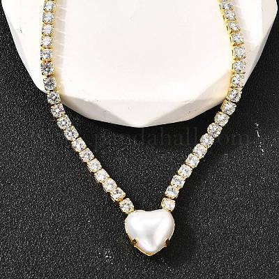 Теннисные ожерелья с прозрачными кубическими цирконами и латунным паве NJEW-K287-02G-1