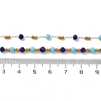 Ожерелья из нержавеющей стали 304 и стеклянных бусин NJEW-U026-16G-1