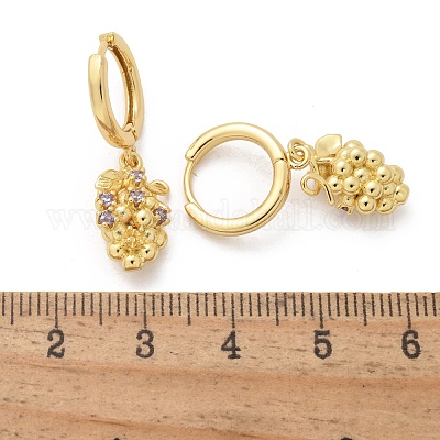 Латунные кубических серьги циркония обруч EJEW-Q015-02G-D-1