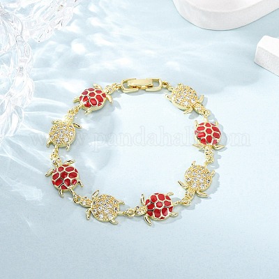 Латунные браслеты с микропаве из прозрачных кубических цирконий для женщин BJEW-H209-05G-1