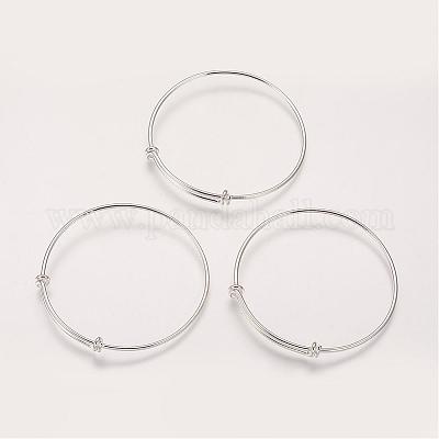 Lock Key Charm Bangle Bracelet Sterling Silver Plate USA Made, , Expandable Charm Bangle Bracelets