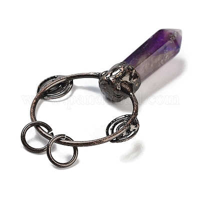 Большие подвески с острыми пулями и натуральным аметистом G-A221-02F-1