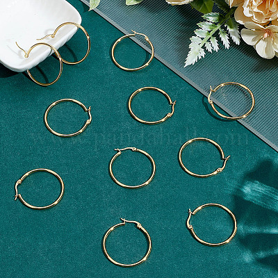 12 пара серег-колец из нержавеющей стали 201 EJEW-ME0001-10-1